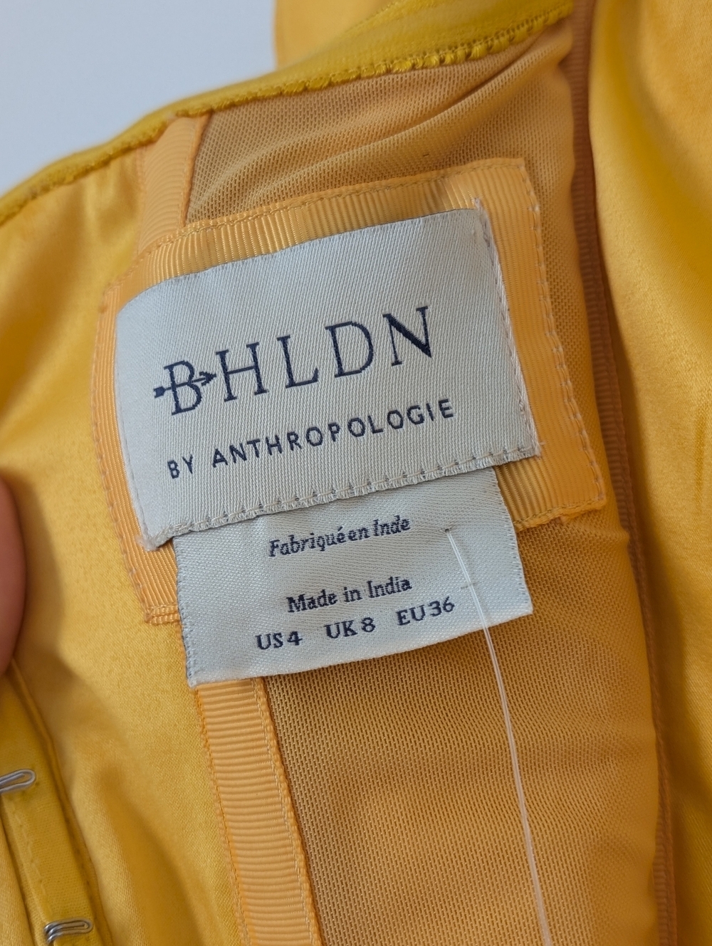 NWT BHLDN Anthropologie Butter Yellow Strapless Drop Waist Bubble Midi Dress - Picture 4 of 8